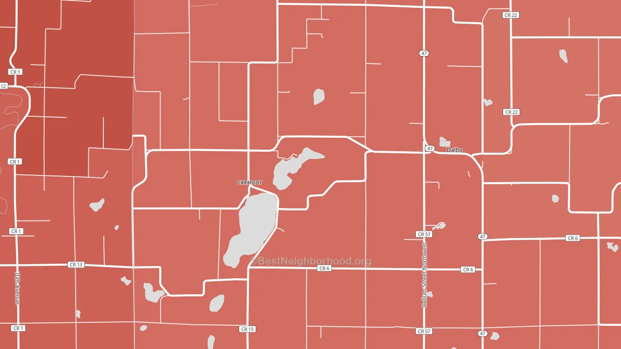 Dalbo, MN block-group political-lean map