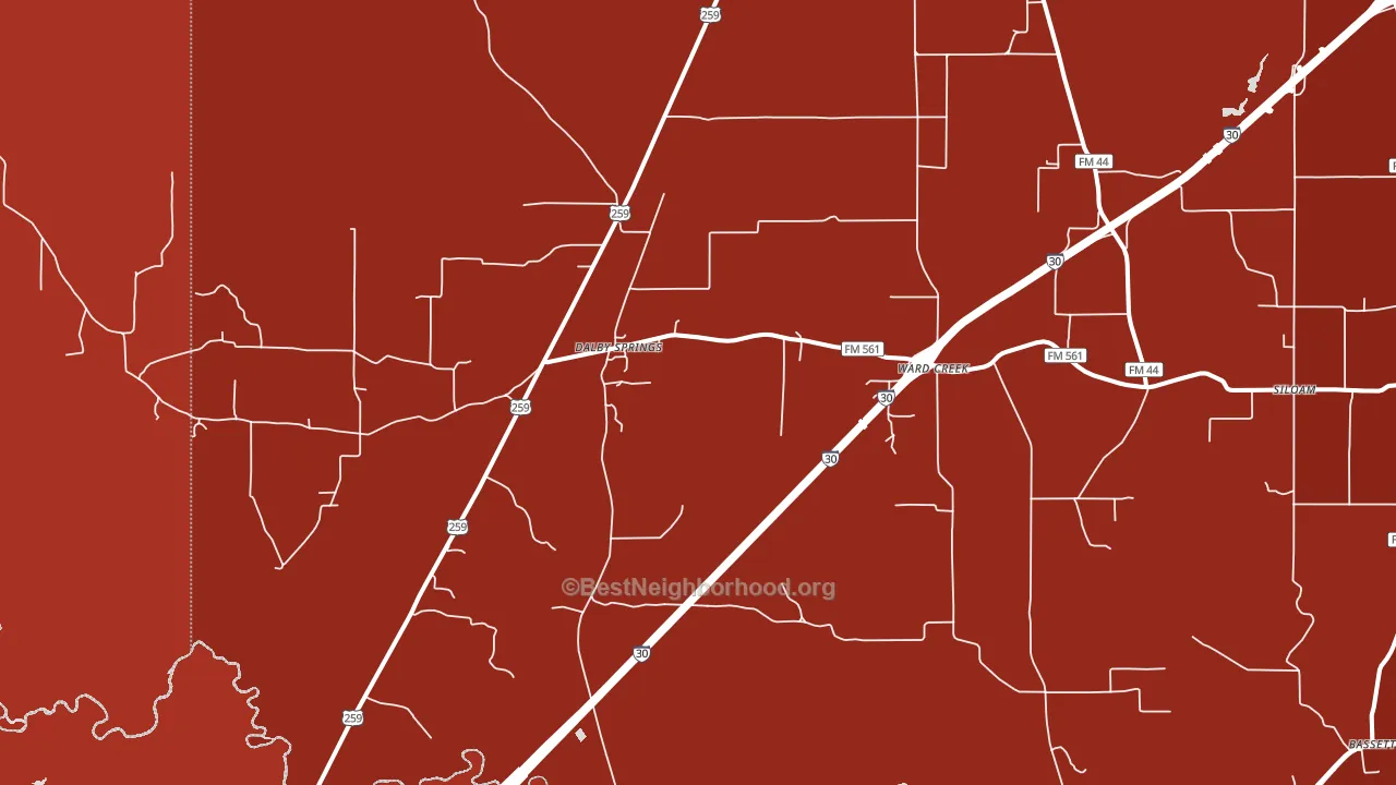 Dalby Springs, TX block-group political-lean map