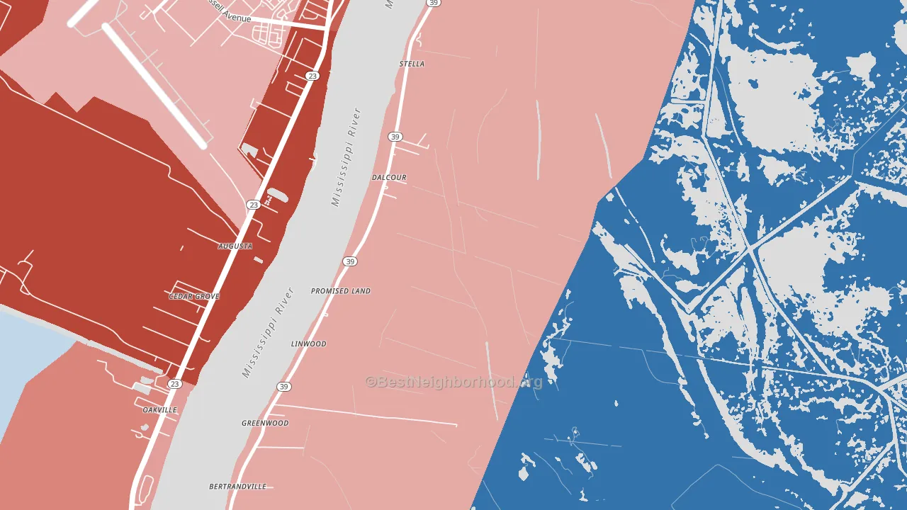 Dalcour, LA block-group political-lean map