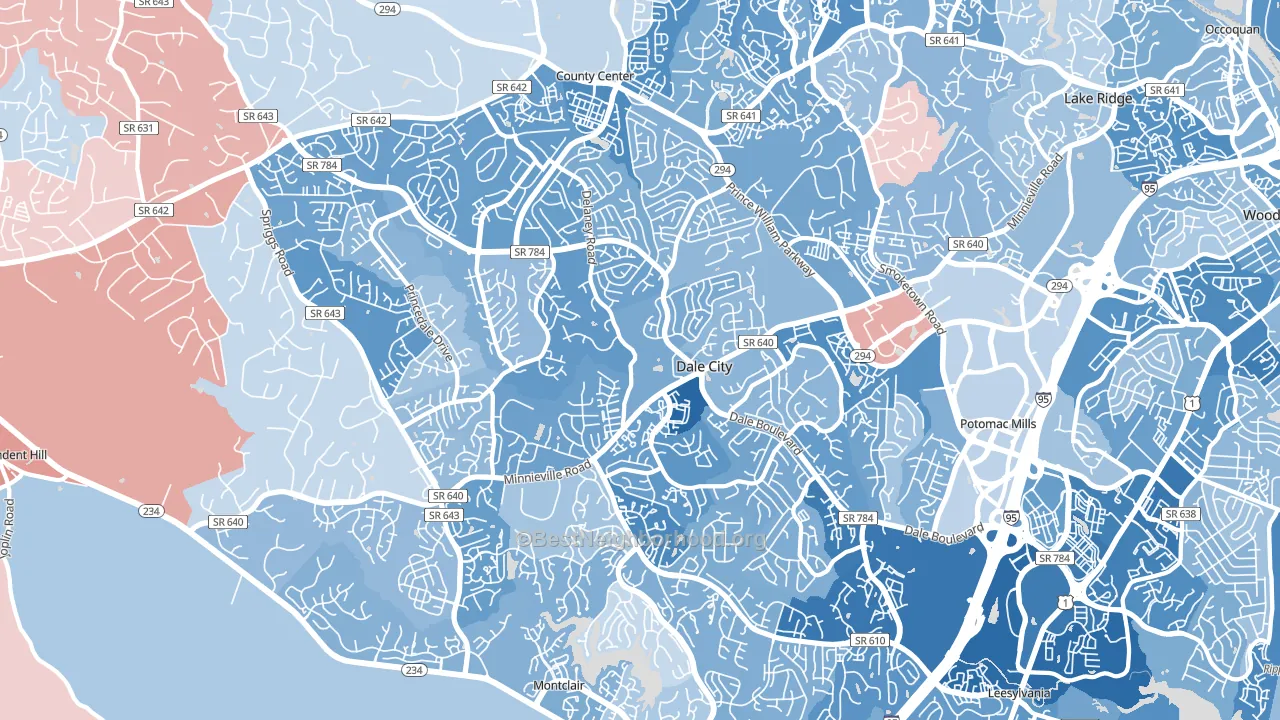 Dale City, VA block-group political-lean map