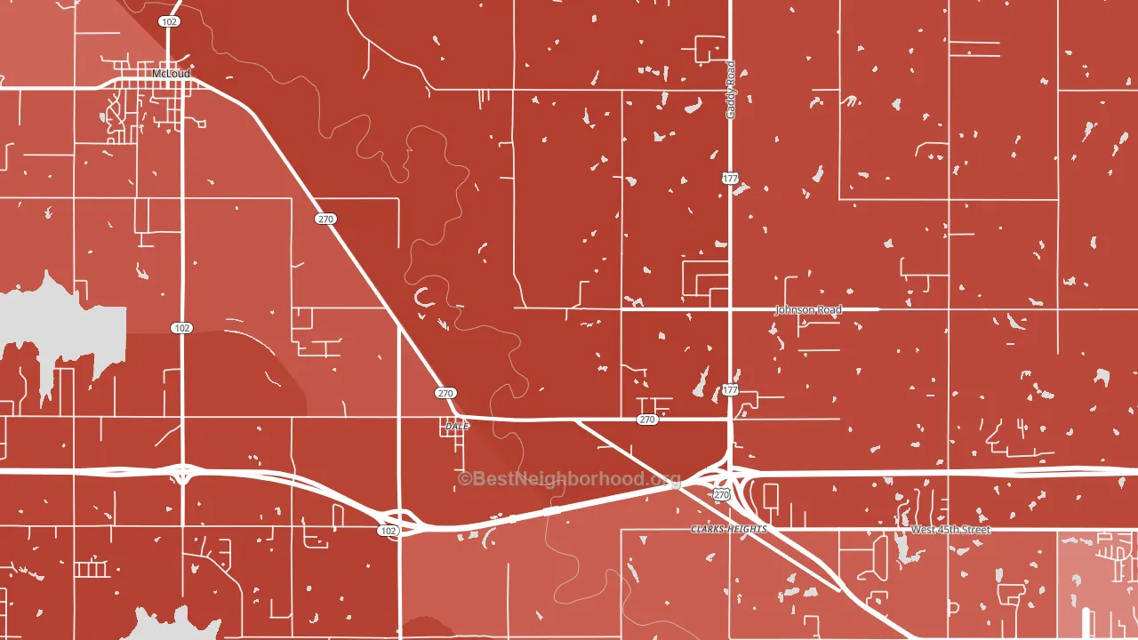 Dale, OK block-group political-lean map