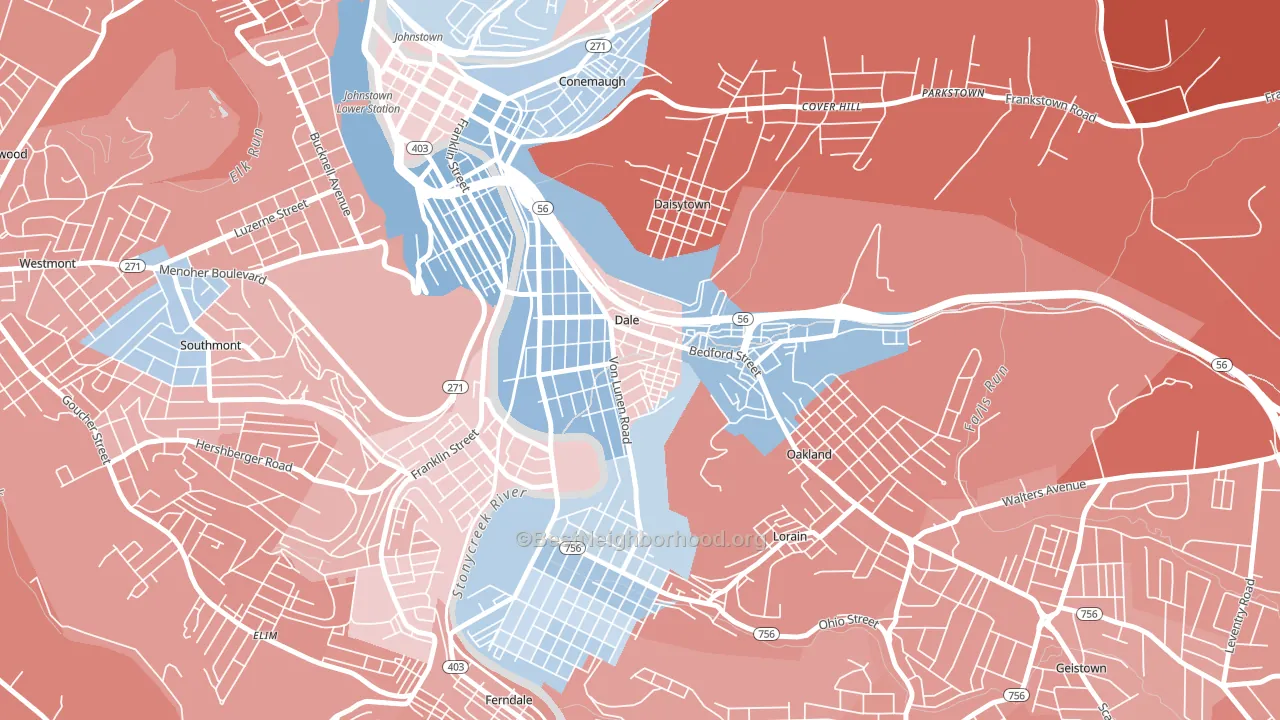 Dale, PA block-group political-lean map