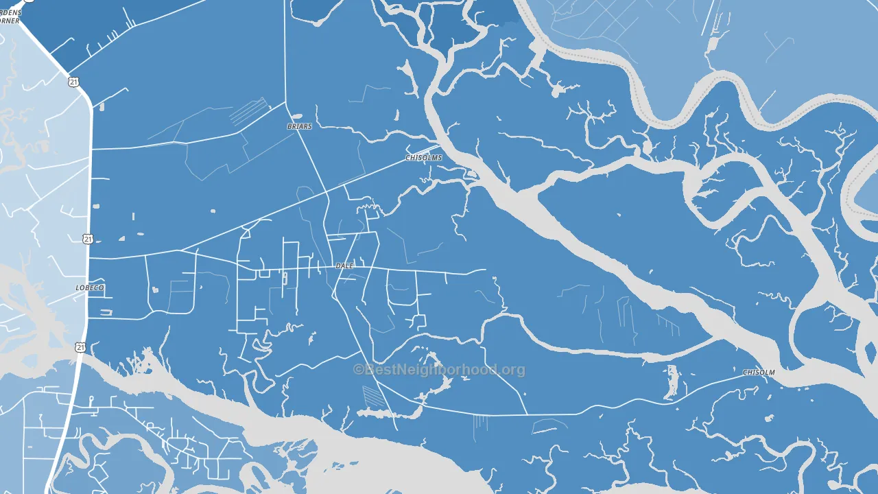 Dale, SC block-group political-lean map