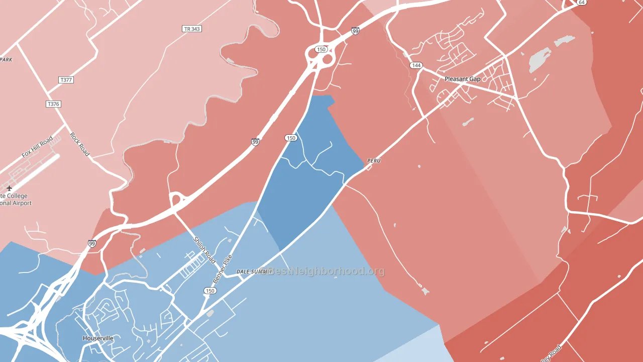 Dale Summit, PA block-group political-lean map