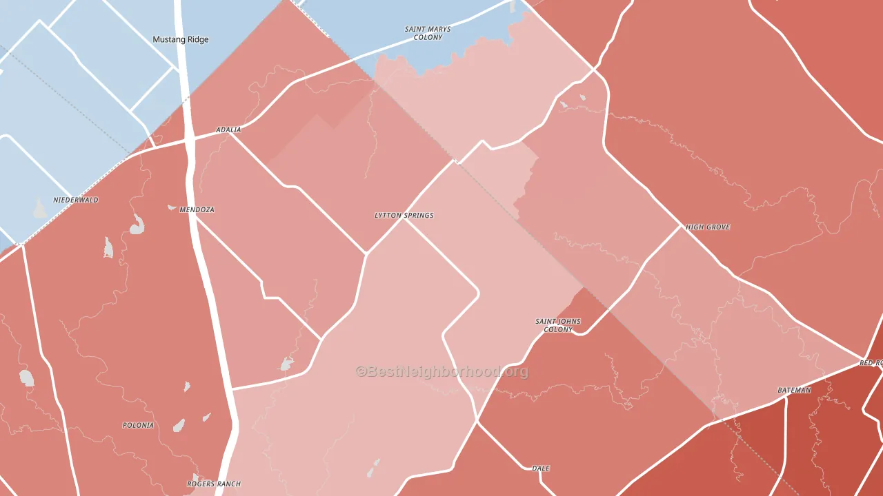 Dale, TX block-group political-lean map