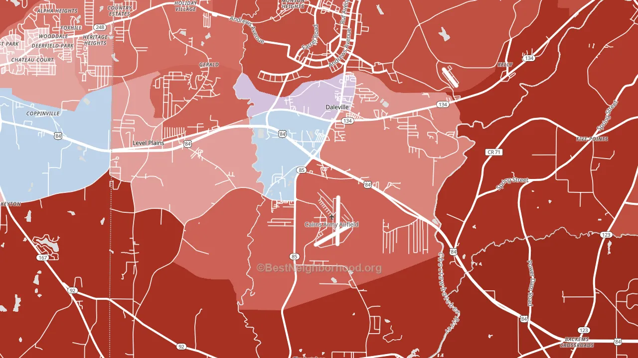 Daleville, AL block-group political-lean map