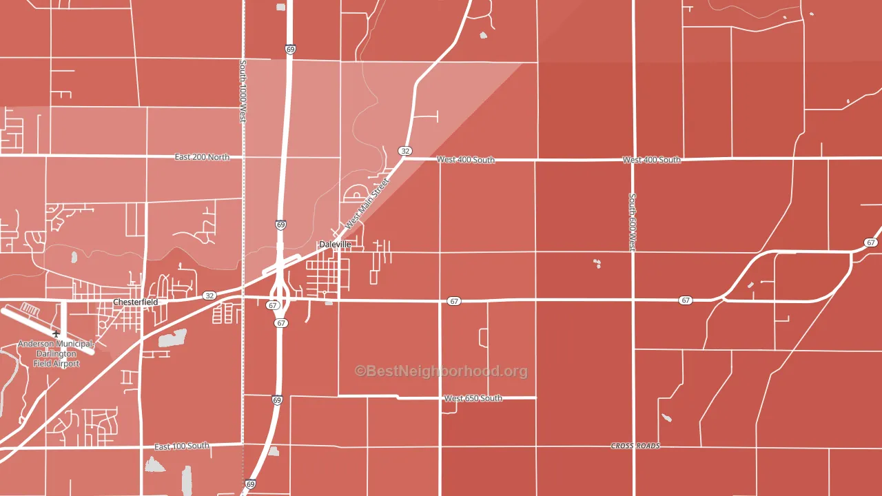 Daleville, IN block-group political-lean map