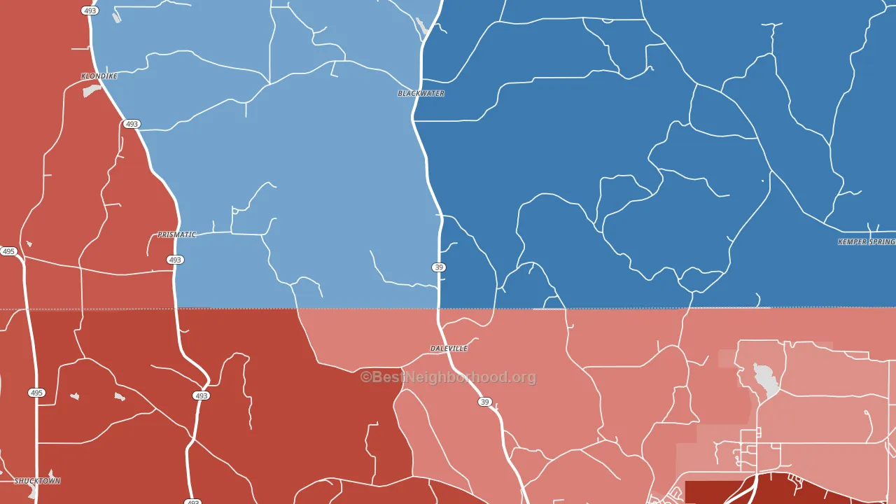 Daleville, MS block-group political-lean map
