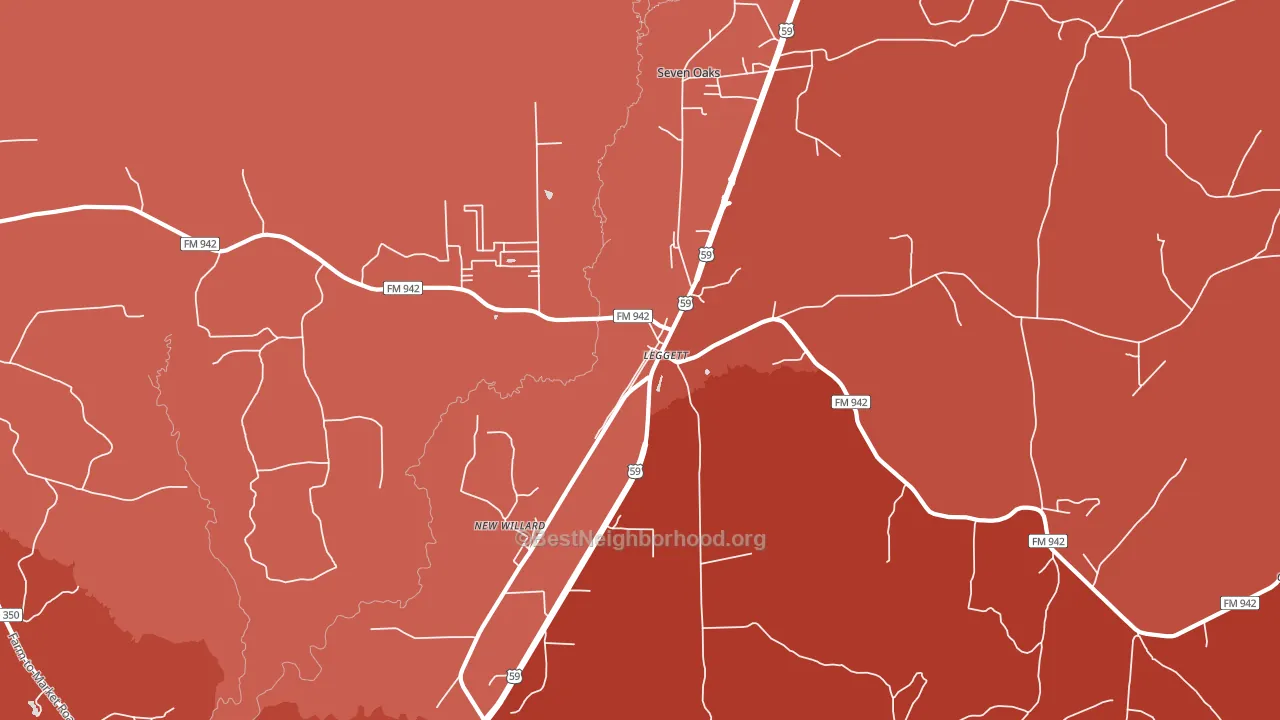 Dallardsville, TX block-group political-lean map