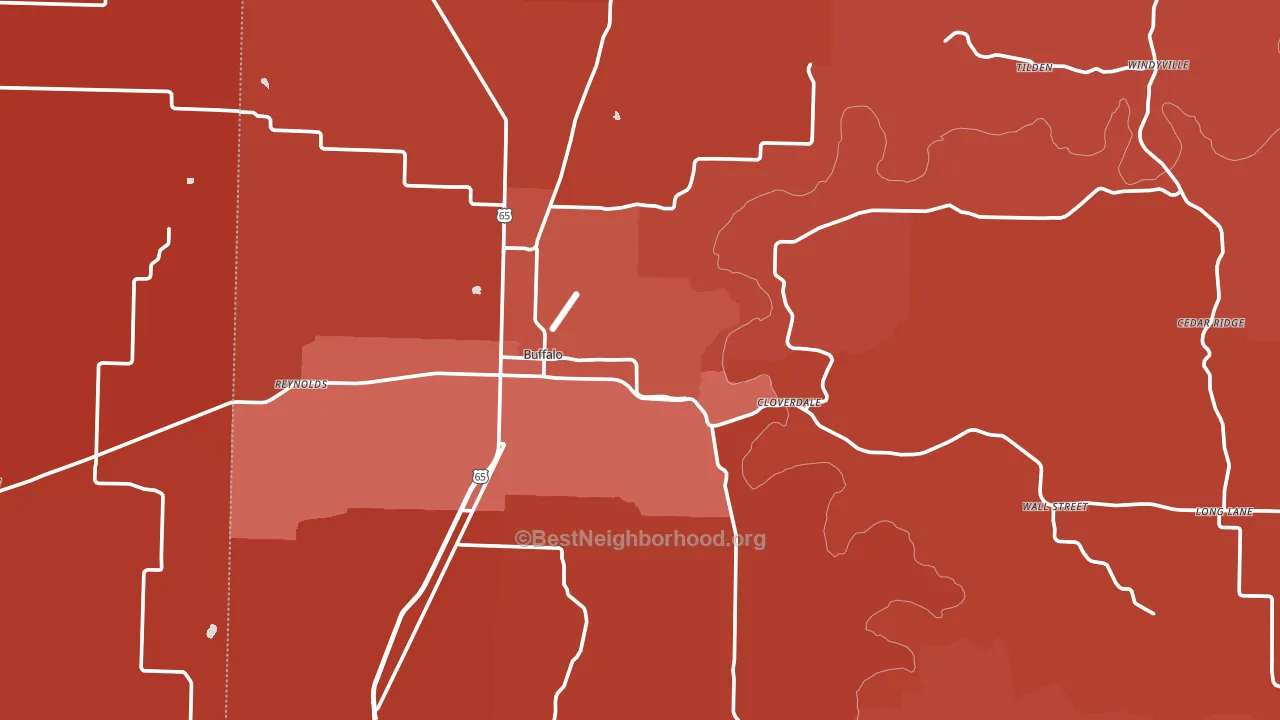 Dallas County, MO block-group political-lean map