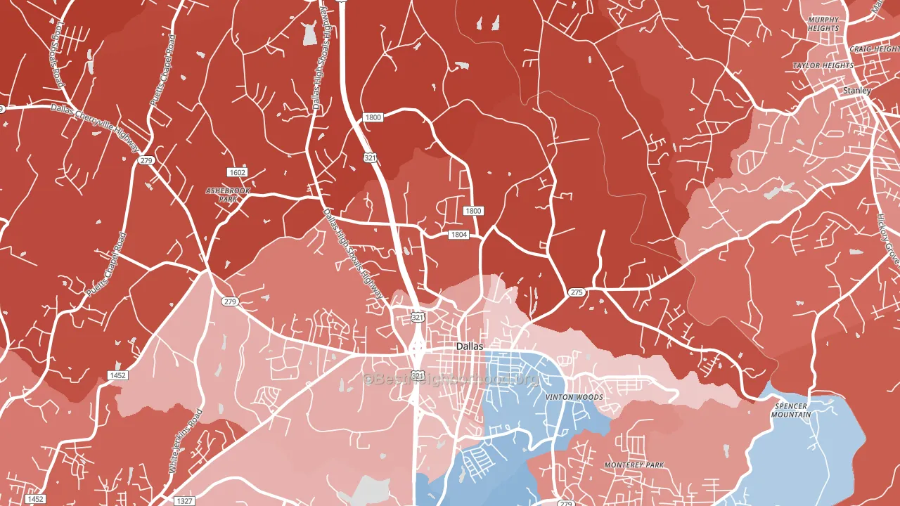 Dallas, NC block-group political-lean map