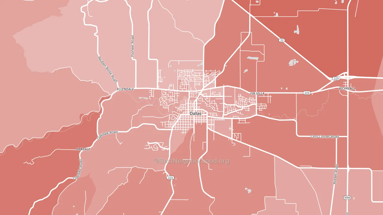 Dallas, OR block-group political-lean map
