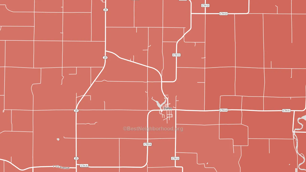 Dallas, WI block-group political-lean map