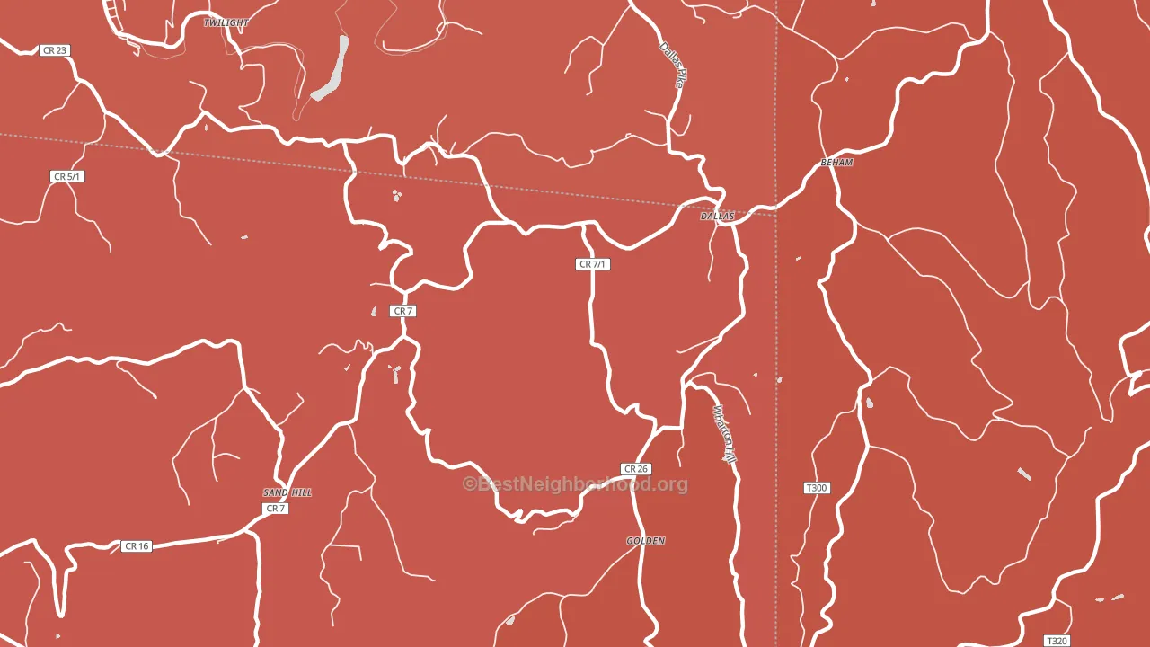 Dallas, WV block-group political-lean map