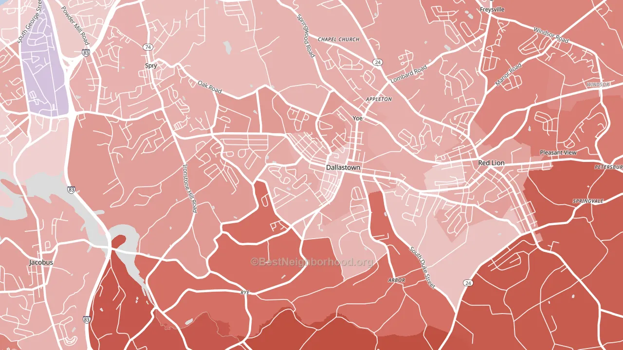 Dallastown, PA block-group political-lean map