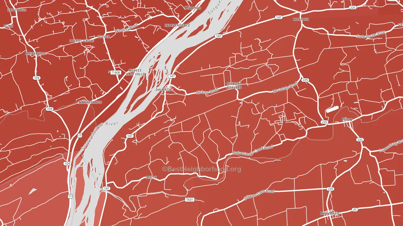 Dalmatia, PA block-group political-lean map