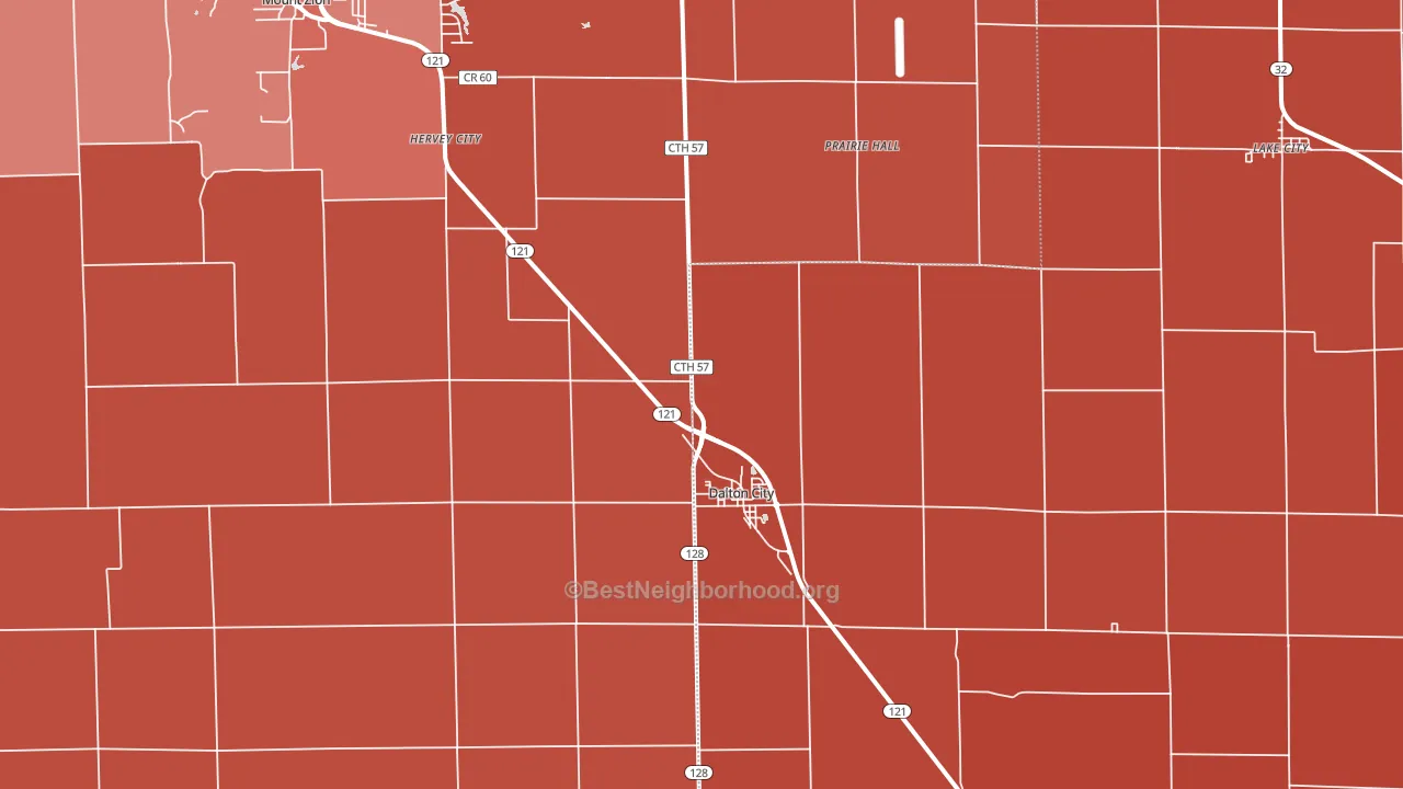 Dalton City, IL block-group political-lean map