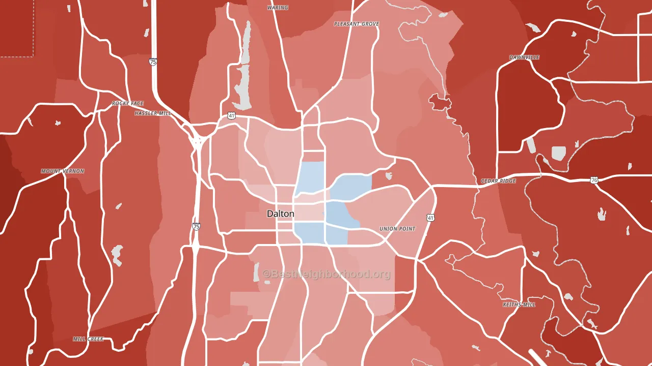 Dalton, GA block-group political-lean map