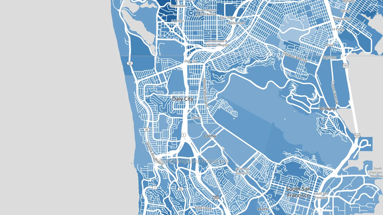 Daly City, CA block-group political-lean map