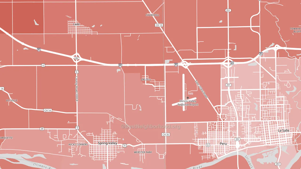 Dalzell, IL block-group political-lean map