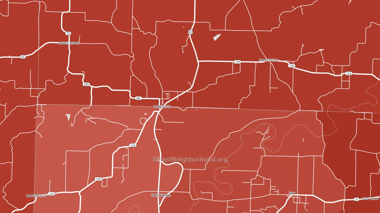 Damascus, AR block-group political-lean map
