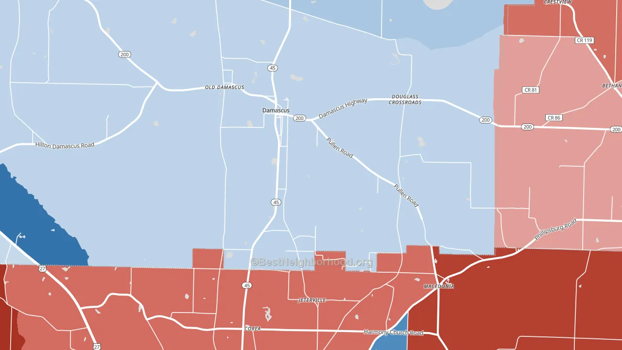 Damascus, GA block-group political-lean map