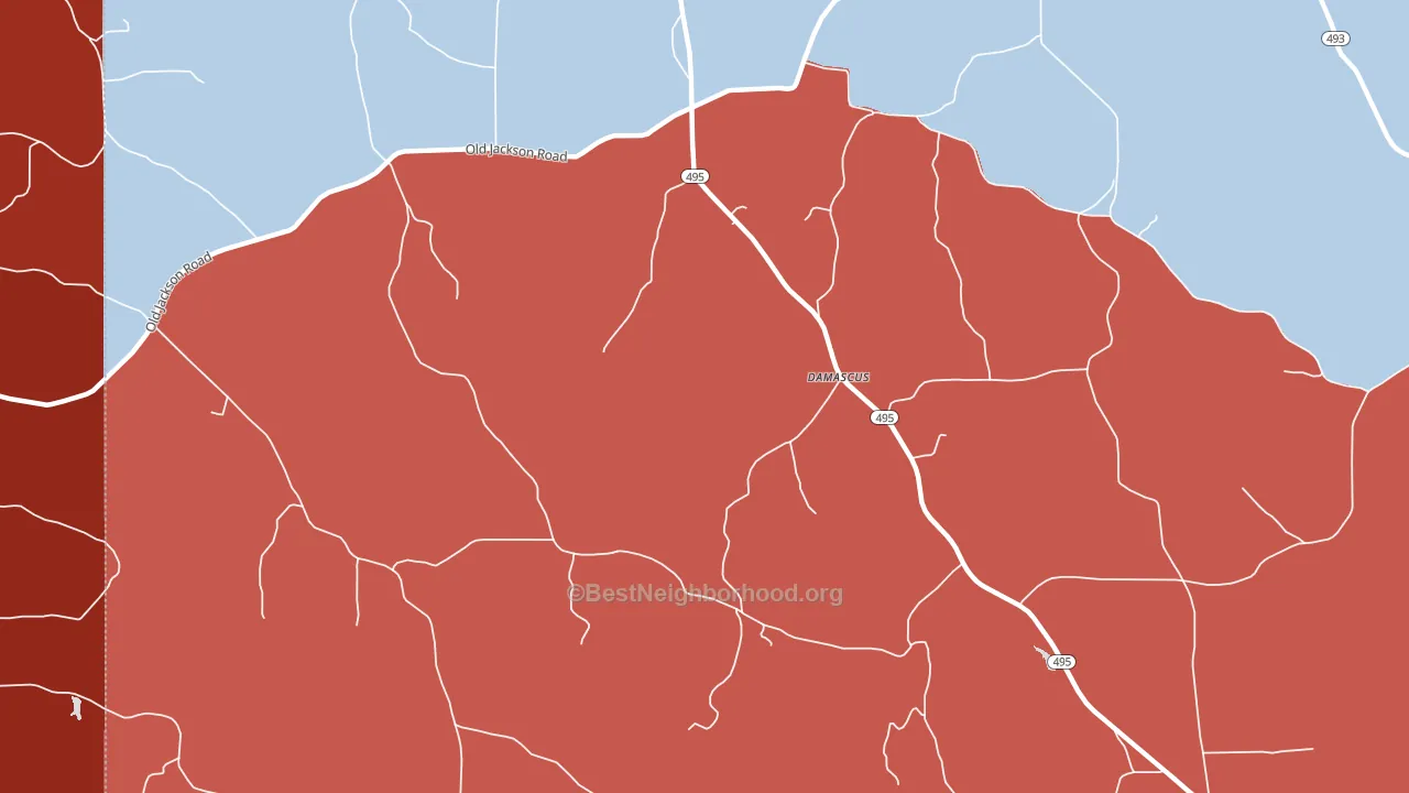 Damascus, MS block-group political-lean map