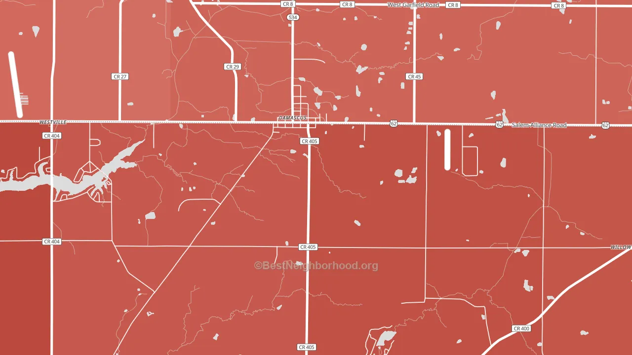 Damascus, OH block-group political-lean map