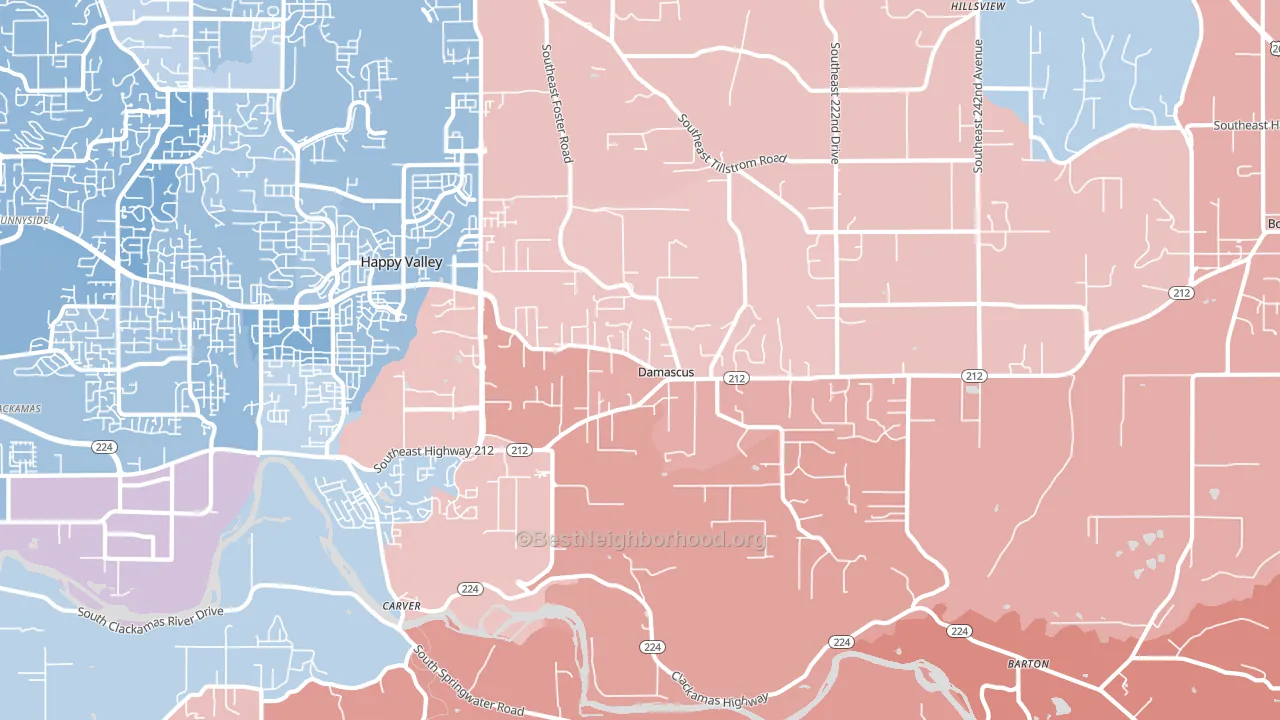 Damascus, OR block-group political-lean map