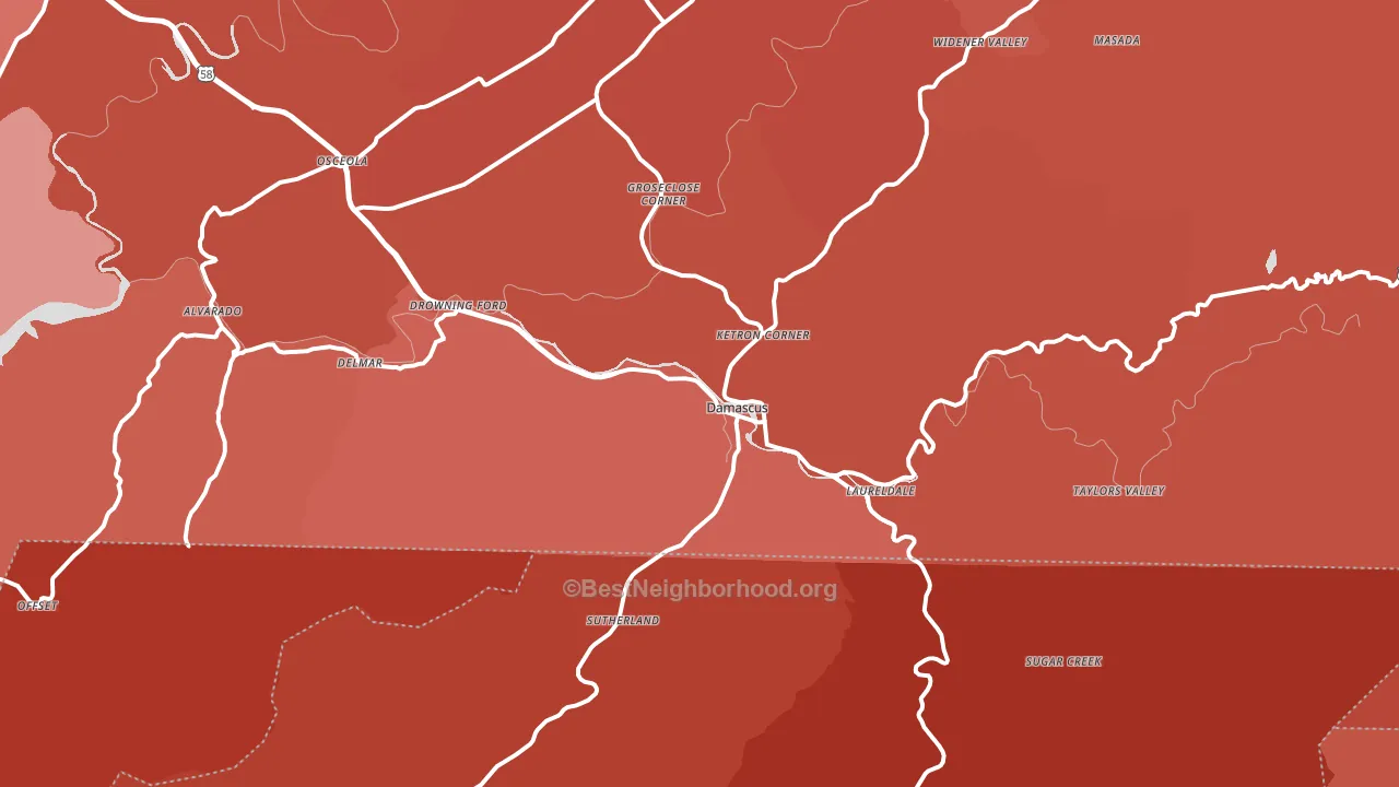 Damascus, VA block-group political-lean map