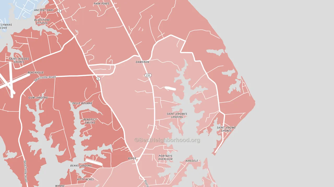 Dameron, MD block-group political-lean map