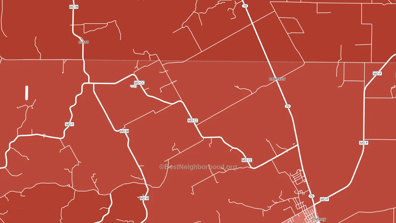 Dameron, MO block-group political-lean map