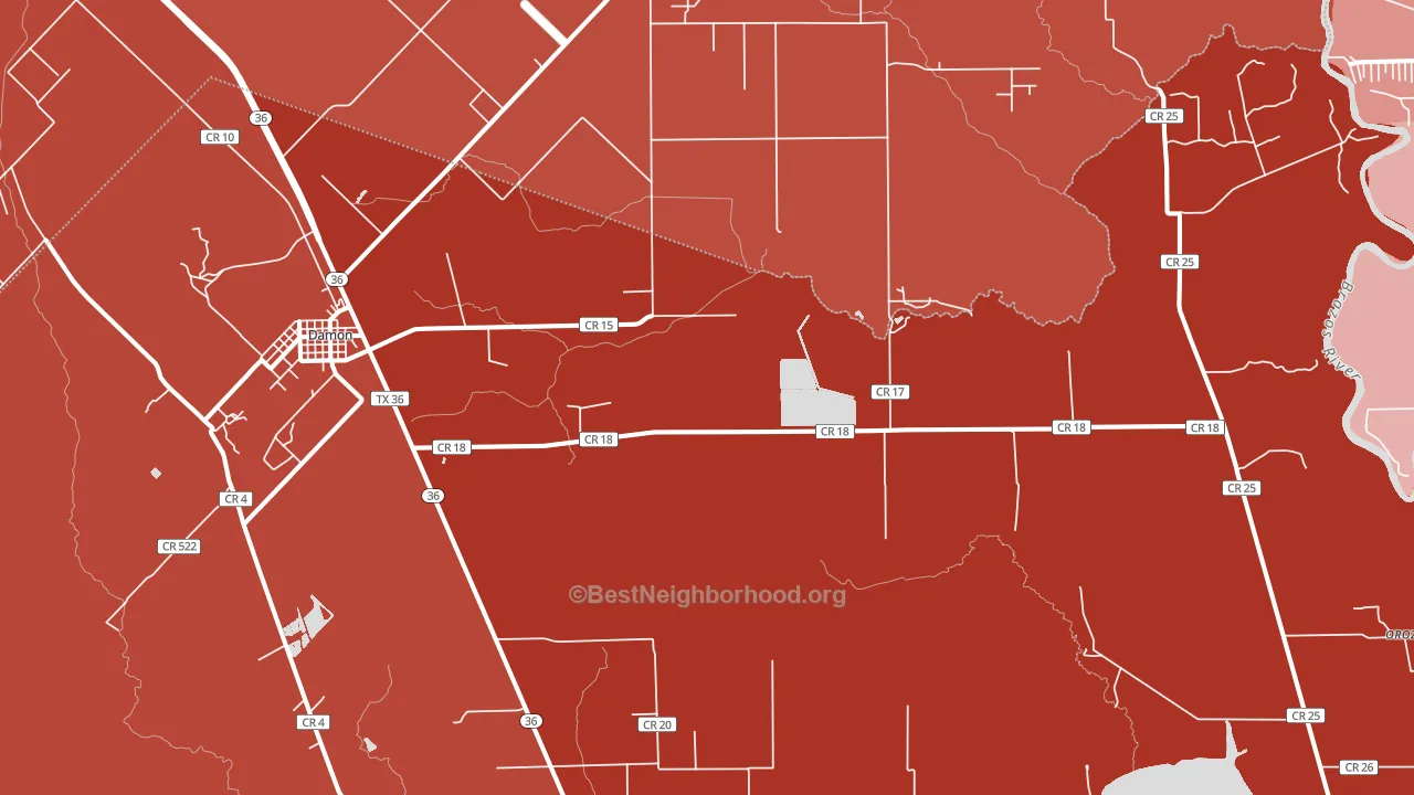 Damon, TX block-group political-lean map