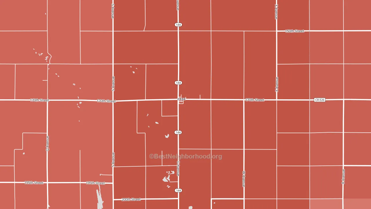 Dana, IA block-group political-lean map