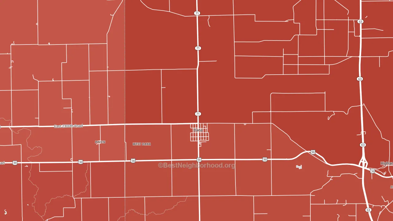 Dana, IN block-group political-lean map