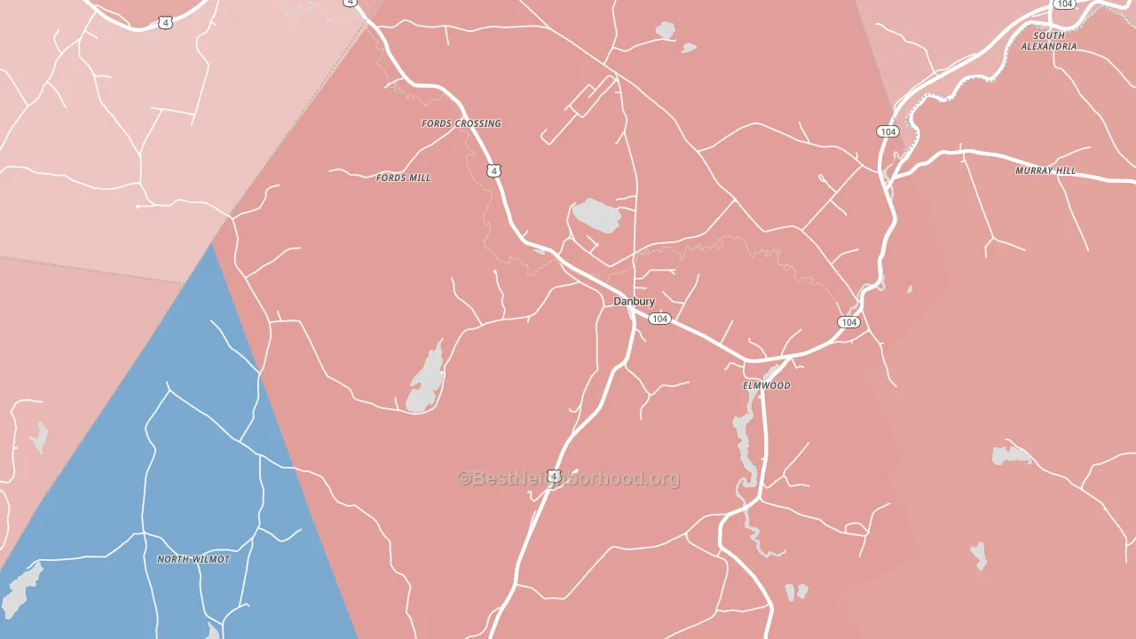 Danbury, NH block-group political-lean map