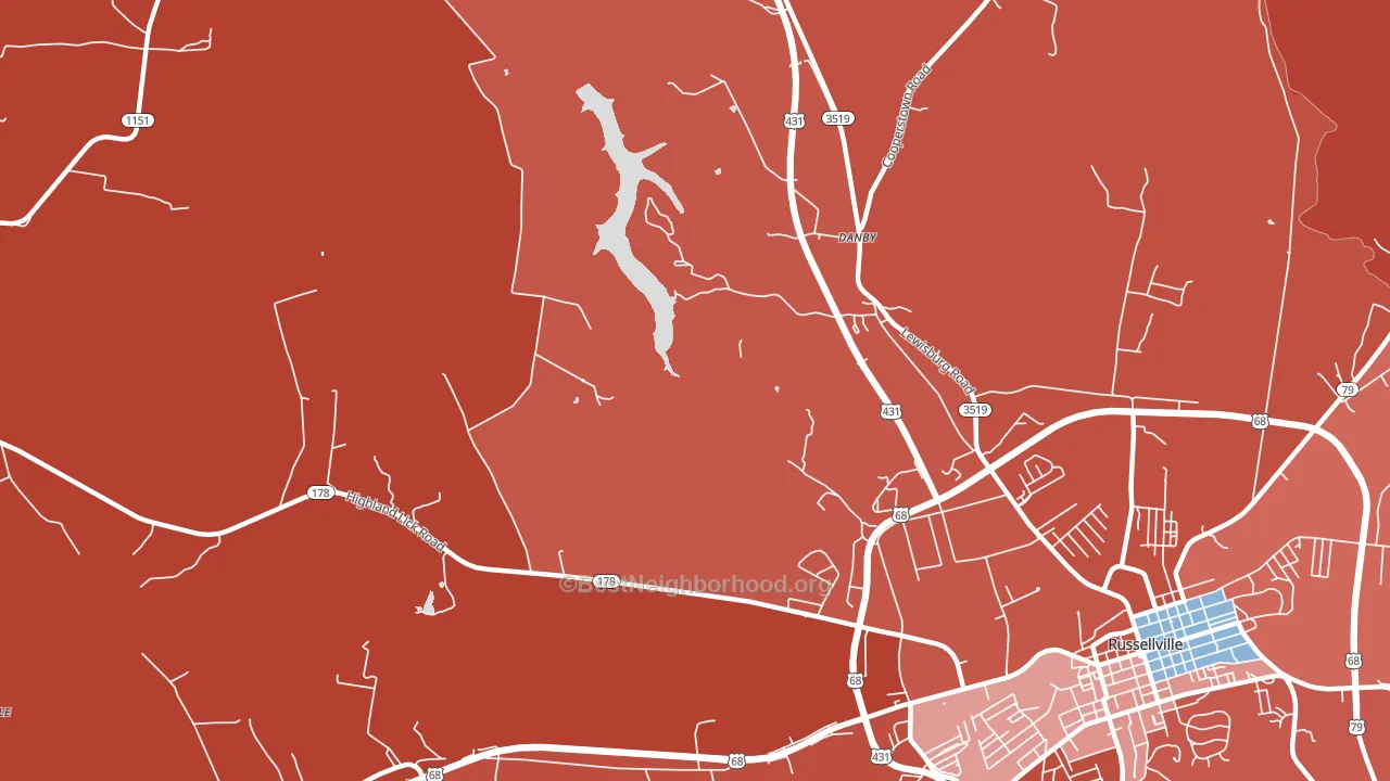 Danby, KY block-group political-lean map