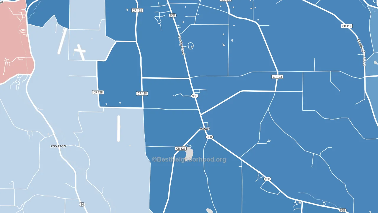 Danby, NY block-group political-lean map