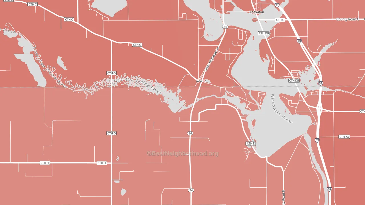 Dancy, WI block-group political-lean map