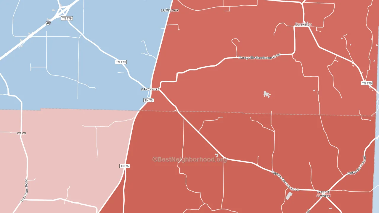 Dancyville, TN block-group political-lean map