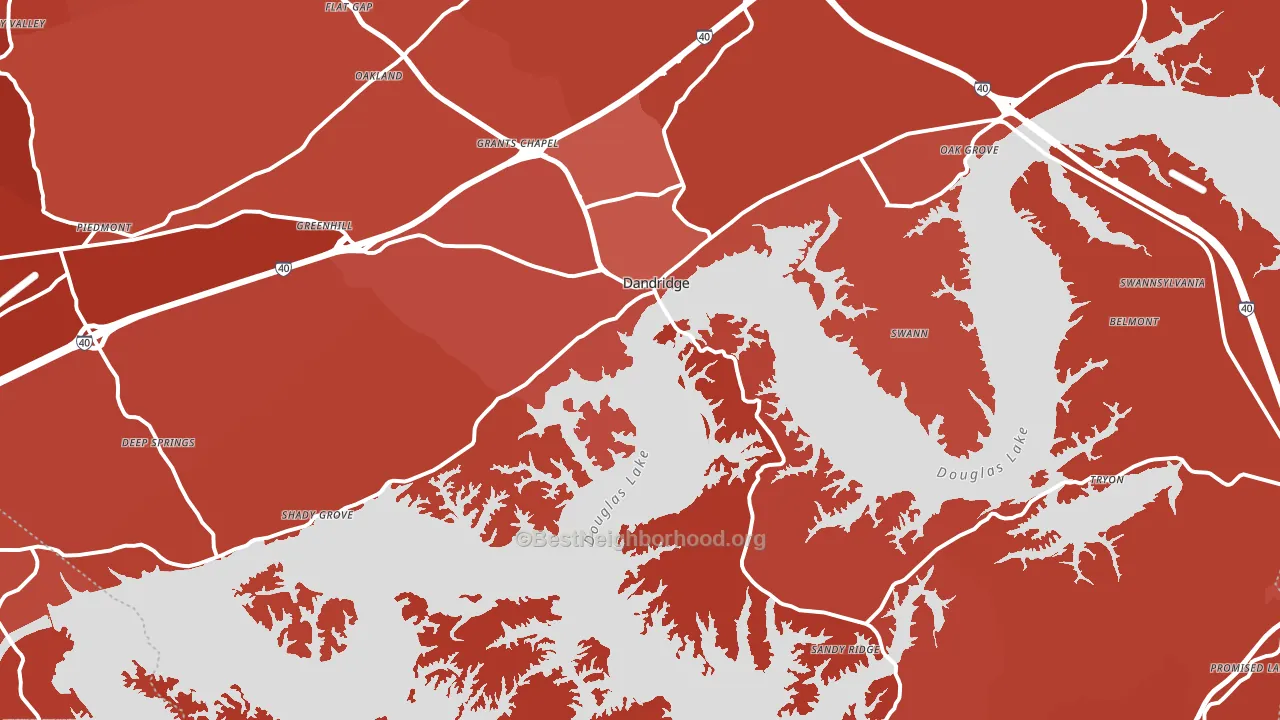 Dandridge, TN block-group political-lean map