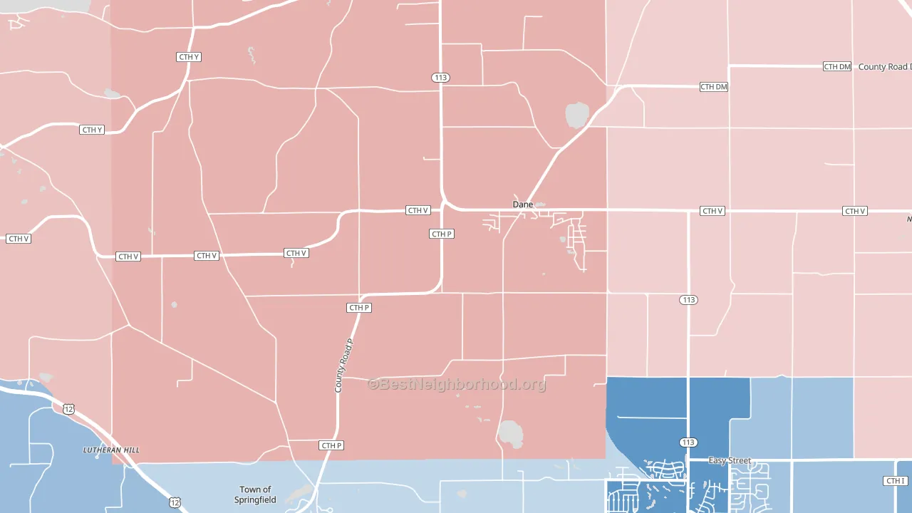 Dane, WI block-group political-lean map