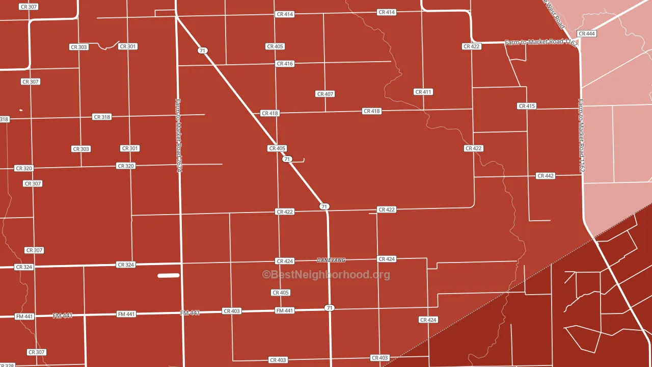 Danevang, TX block-group political-lean map