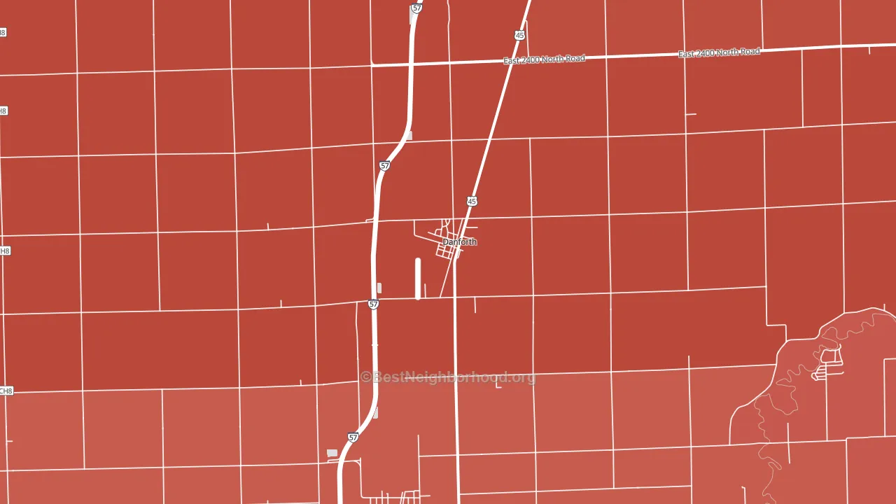 Danforth, IL block-group political-lean map