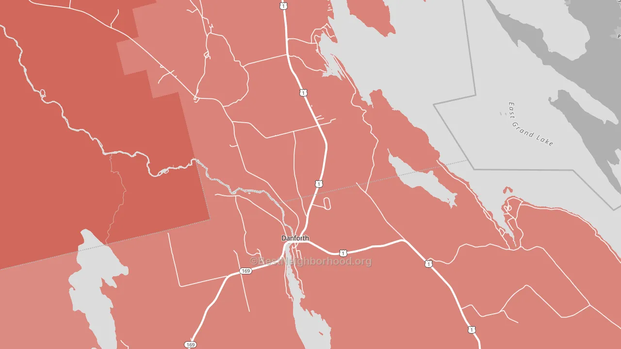 Danforth, ME block-group political-lean map