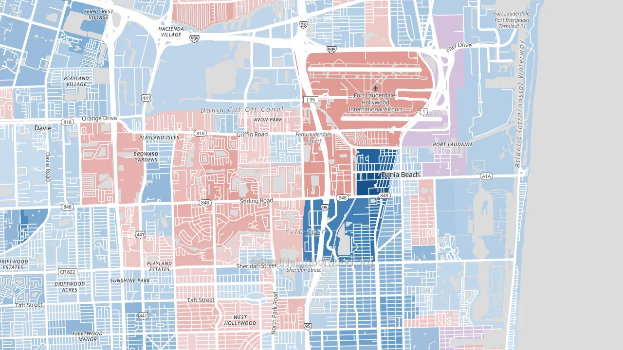 Dania Beach, FL block-group political-lean map
