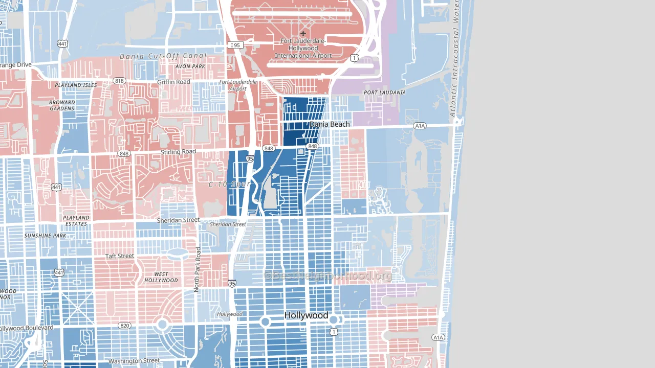 Dania, FL block-group political-lean map