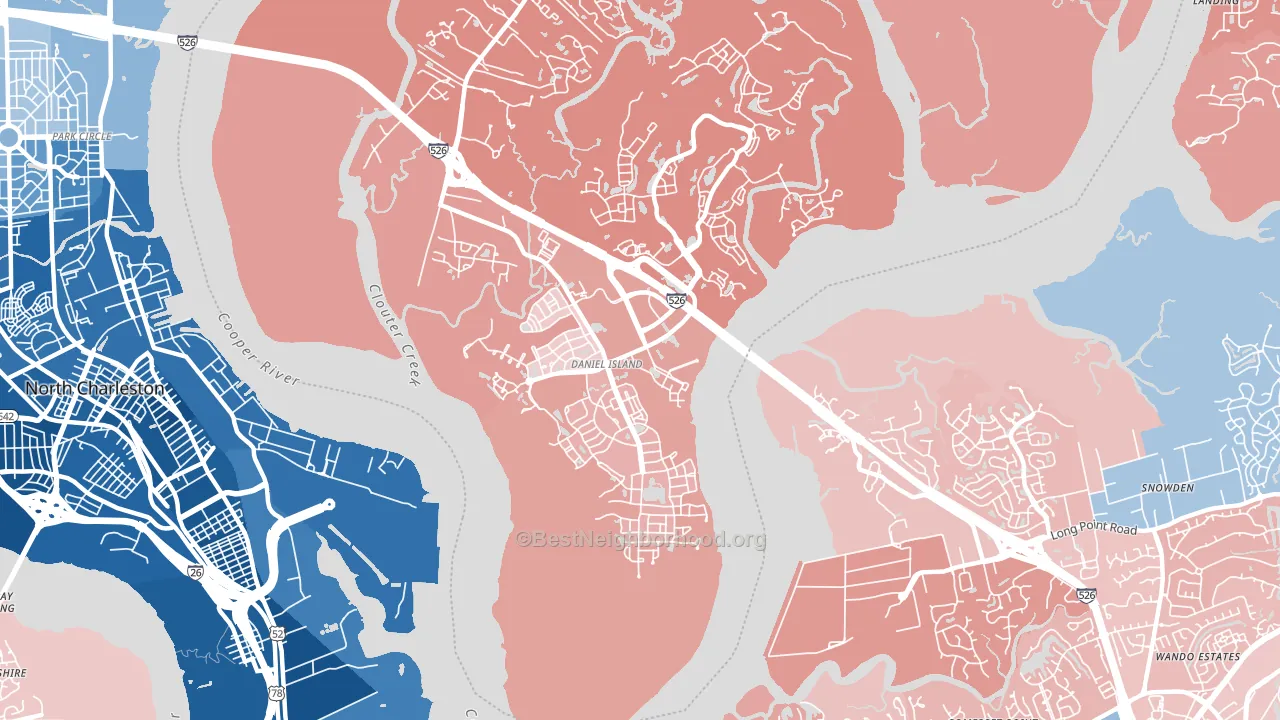 Daniel Island, Charleston, SC block-group political-lean map