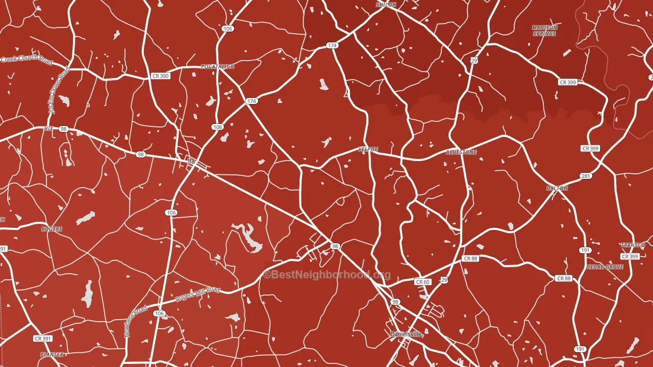 Danielsville, GA block-group political-lean map