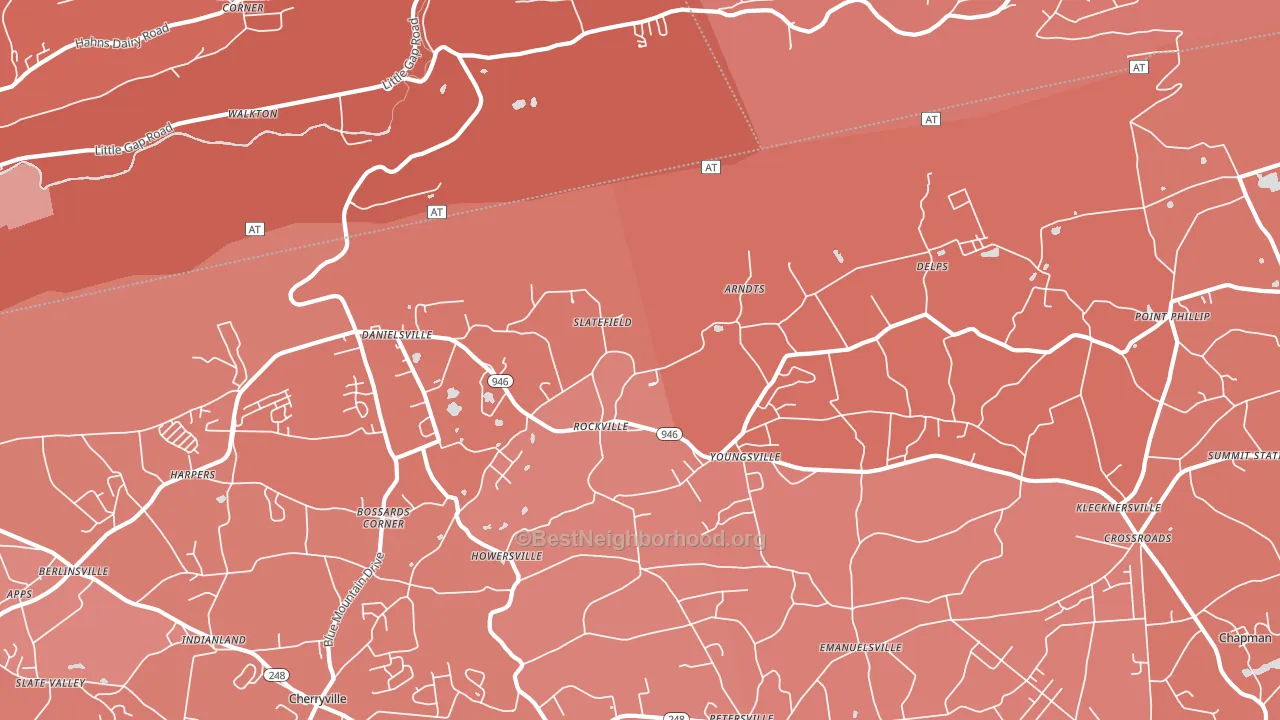 Danielsville, PA block-group political-lean map